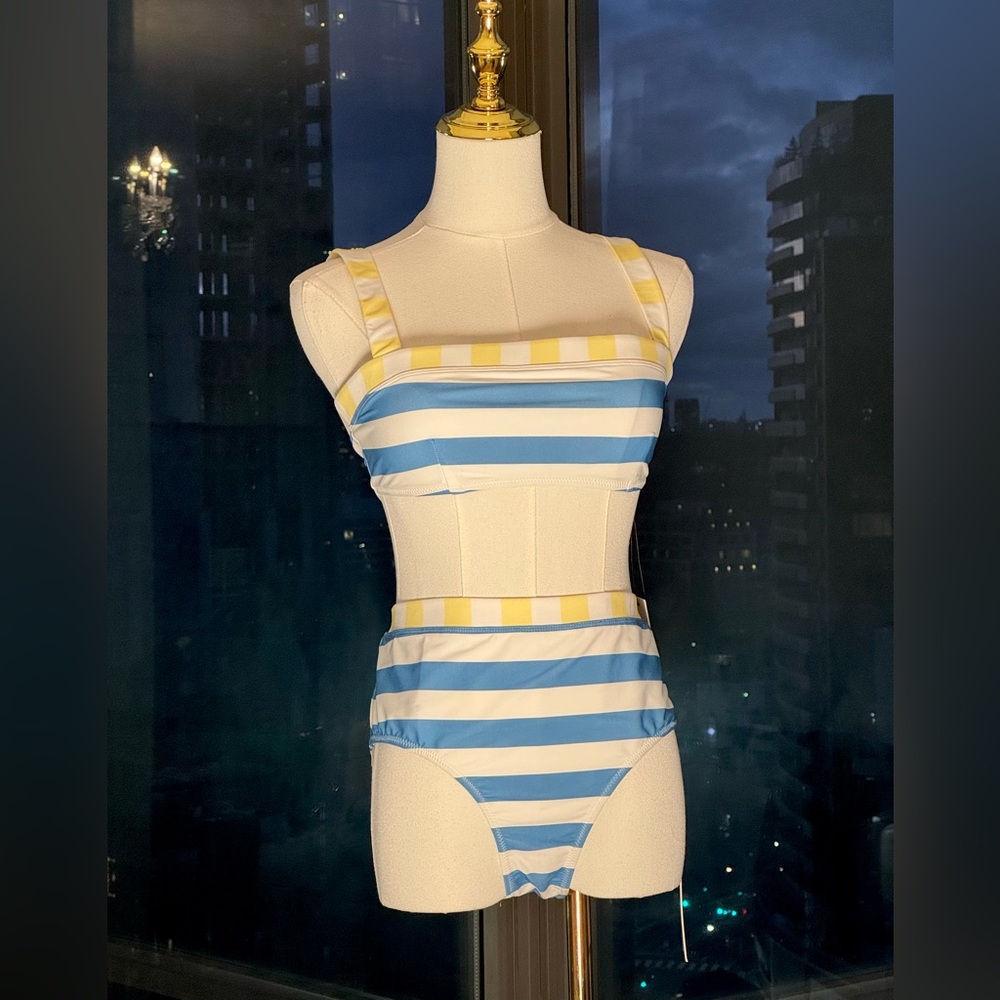 🆕 STAUD 🧿 NWT ColorBlock Stripe Bikini Set: Liv Top Sz L + Devon Bottom Sz XL - Picture 8 of 16